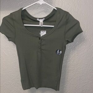 Full Tilt Dark Green Women's Henley Top NWT
